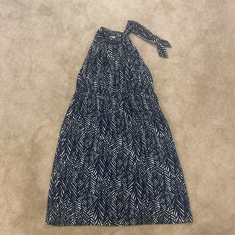 Merona Navy and White Halter Dress